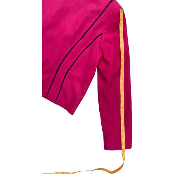 Canvasbacks Pink Wool Blazer Jacket Abstract Floral Funky Wimsy Size 12 - Picture 8 of 10